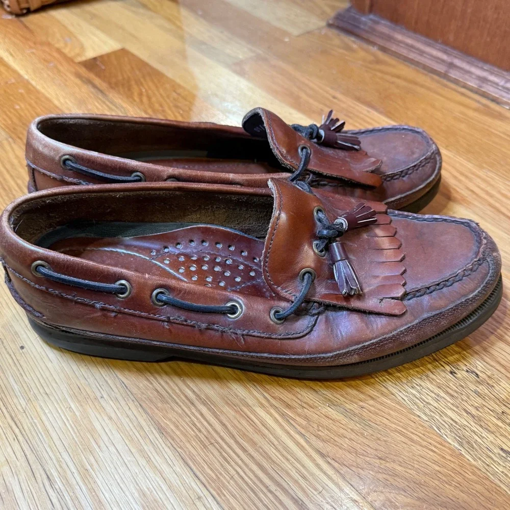 Bass Henry Brown Leather Kiltie Tassel Boat Shoes Mens 10W Made in Brazil